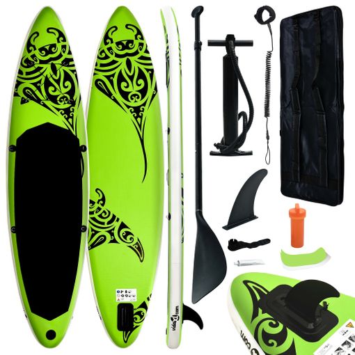 Set de tabla de paddle surf hinchable verde 300x76x10 cm