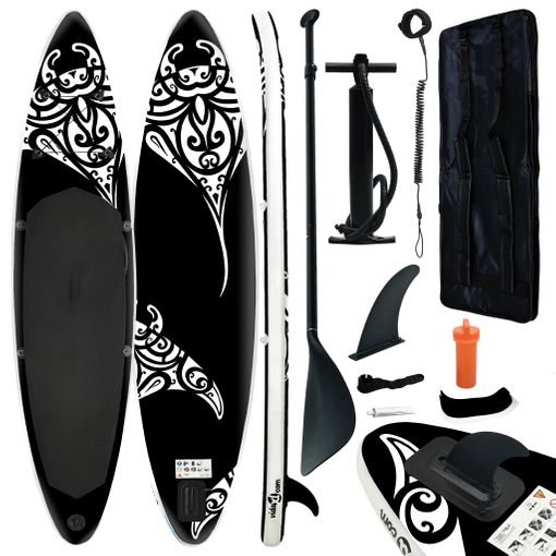 Juego de tabla de paddle surf hinchable negro 305x76x15 cm, Surf