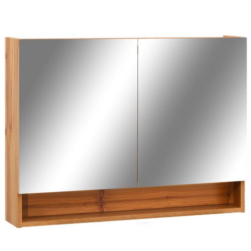 Armario de cuarto de baño con espejo y LED 80x9,5x55 cm