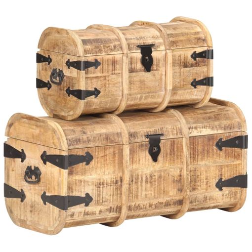 Vidaxl Set De Baúl De Almacenamiento De Madera Maciza 2 Unidades con  Ofertas en Carrefour