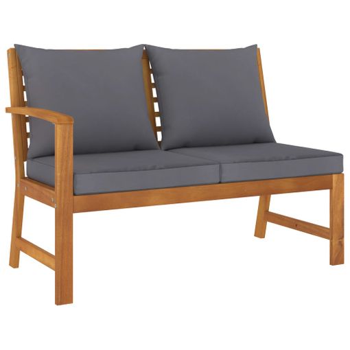 Banco De Jardín Madera De Acacia Y Cojines Gris Oscuro 114,5 Cm Vidaxl
