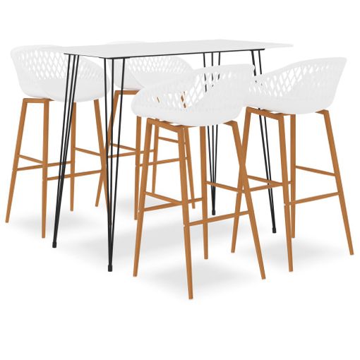 Conjunto de mesa alta + 6 taburetes de rattan