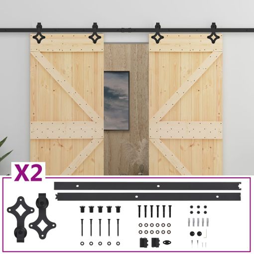 Puerta Corredera Con Herrajes Madera Maciza De Pino 90x210 Cm Vidaxl con  Ofertas en Carrefour