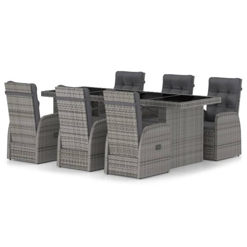 Juego Muebles Jardín 7 Pzas Con Cojines Ratán Sintético Gris Vidaxl con  Ofertas en Carrefour