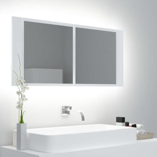 Armario Espejo De Baño Con Luz Led Blanco 100x12x45 Cm Vidaxl con