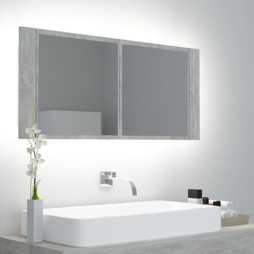 Rogal Armario Espejo De Baño Con Luz Led Gris Hormigón 100x12x45 Cm Rogal  con Ofertas en Carrefour