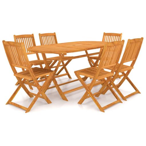 Set Comedor De Jardín Plegable 7 Piezas Madera Maciza De Acacia Vidaxl