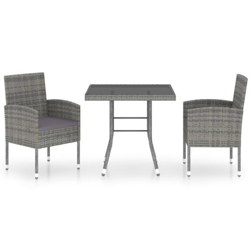 Juego De Comedor Jardín 3 Piezas Ratán Sintético Gris Antracita Vidaxl