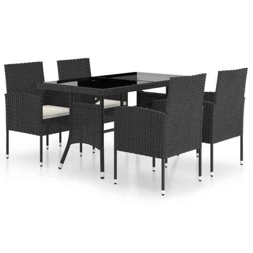 Juego De Comedor Para Jardín 5 Piezas Ratán Sintético Negro Vidaxl