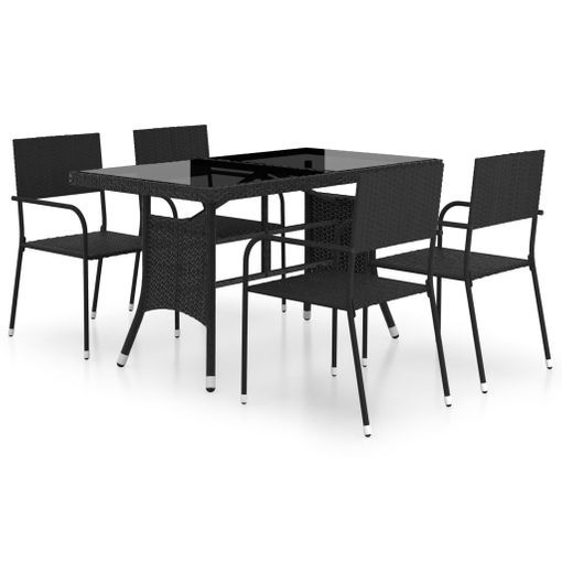 Juego De Comedor Para Jardín 5 Piezas Ratán Sintético Negro Vidaxl