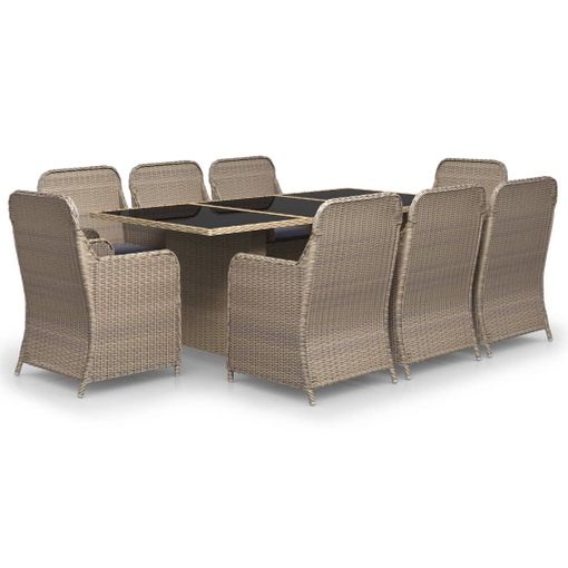 Juego De Comedor Para Jardín 9 Piezas Ratán Sintético Marrón Vidaxl