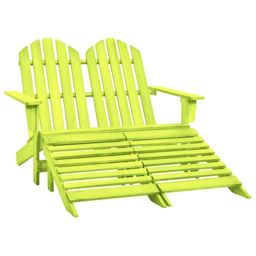 Otomana Adirondack De Jardãn 2 Plazas Madera De Abeto Verde Vidaxl