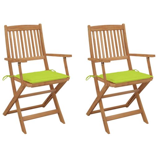Sillas De Jardãn Plegables 2 Uds Y Cojines Madera Maciza Acacia Vidaxl