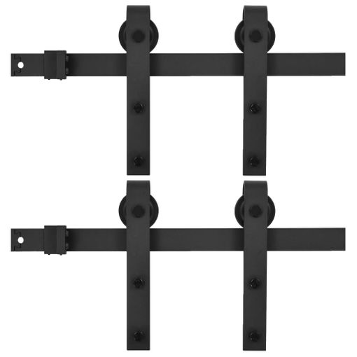 Kit De Herrajes De Puertas Correderas Acero Negro 2 Uds 183 Cm Vidaxl