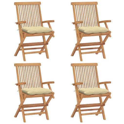 Silla De Playa Plegable De Madera Maciza De Teca Crema Vidaxl con Ofertas  en Carrefour