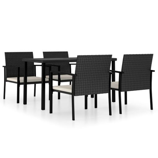 Conjunto De Comedor De Jardín 5 Piezas Ratán Sintético Negro Vidaxl