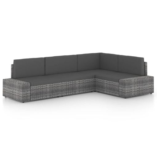 Juego Muebles De Jardín 4 Pzas Y Cojines Ratán Sintético Gris Vidaxl