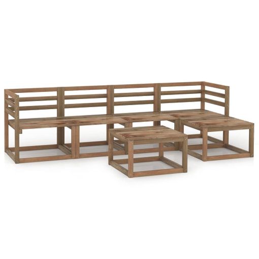 Muebles De Jardín 6 Pzas Cojines Madera Pino Impregnada Marrón Vidaxl