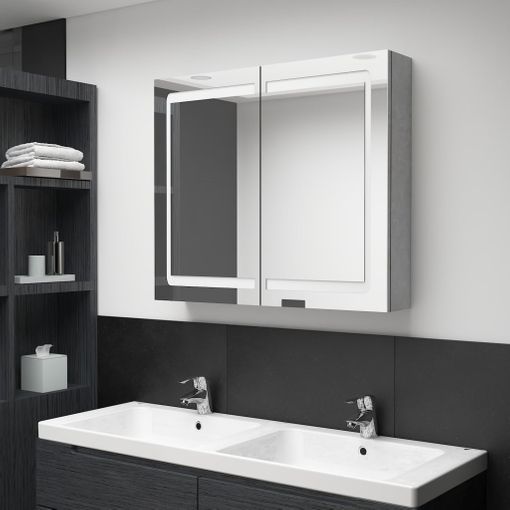 Rogal Armario De Baño Con Espejo Led Gris Hormigón 80x12x68 Cm Rogal con  Ofertas en Carrefour