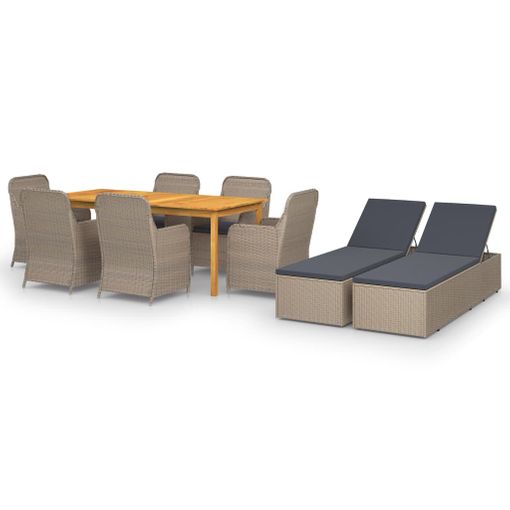Juego De Comedor Para Jardín 9 Piezas Marrón Vidaxl