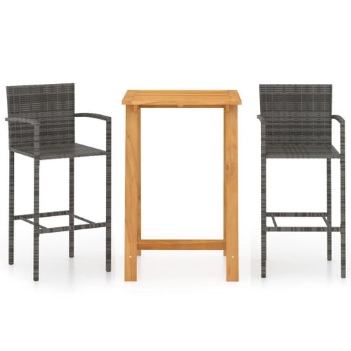 Conjunto De Bar Para Jardín 3 Piezas Gris Vidaxl