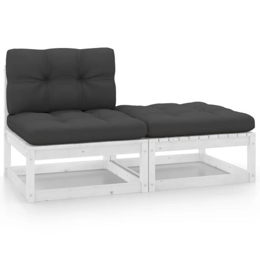 Muebles De Jardín 2 Piezas Cojines Blanco Madera De Pino Vidaxl