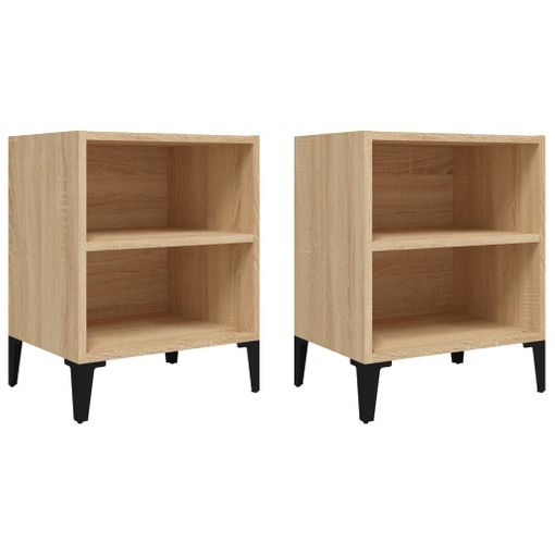 Mesitas De Noche Y Patas Metal 2 Uds Roble Sonoma 40x30x50 Cm Vidaxl
