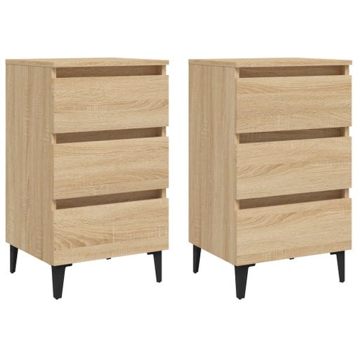 Mesitas De Noche 2 Uds Patas De Metal Roble Sonoma 40x35x69 Cm Vidaxl con  Ofertas en Carrefour