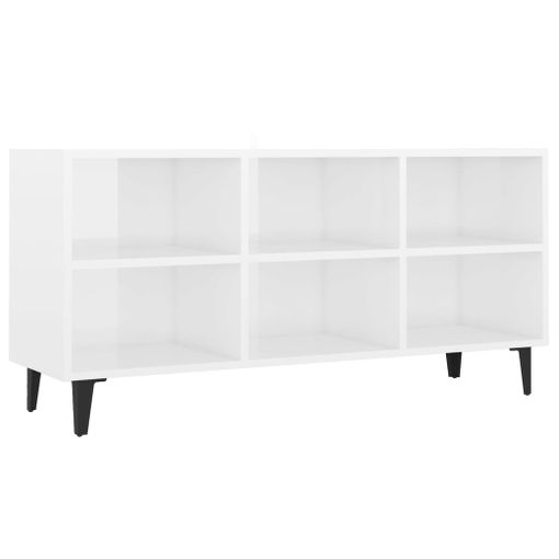 Mueble De Tv Con Patas De Metal Blanco Brillante 103,5x30x50 Cm Vidaxl