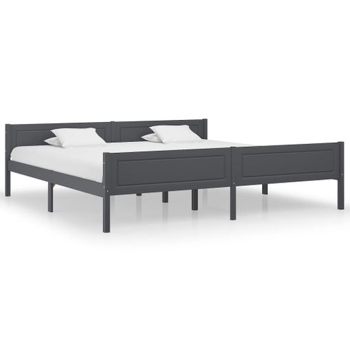 Estructura De Cama Madera Maciza De Pino Gris 200x200 Cm con Ofertas en  Carrefour