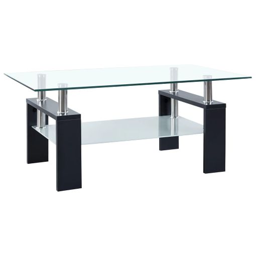 Mesa de centro de cristal para sala de estar Mesa de centro moderna de  vidrio templado Mesa auxiliar transparente Mesa al aire libre (negro)