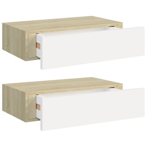 VidaXL Estante con cajón de pared MDF blanco 40x23,5x10 cm