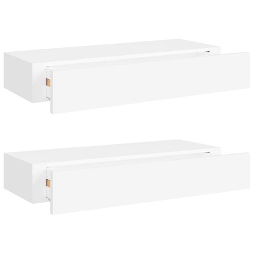 vidaXL Estantes de pared con cajón 2 uds MDF roble 60x23,5x10 cm