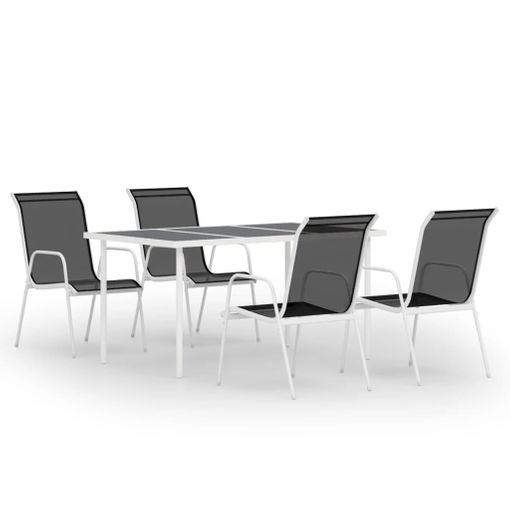 Juego De Comedor De Jardín 5 Piezas De Acero Negro Vidaxl