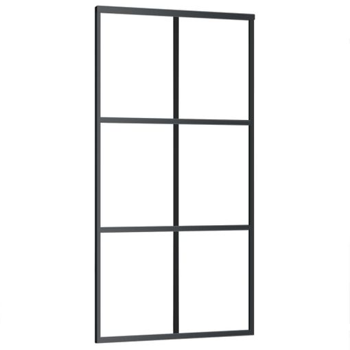 Puerta corredera ESG vidrio y aluminio 102x205 cm negra