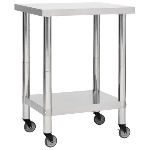 vidaXL Mesa de trabajo de cocina con estante acero inox 120x60x150