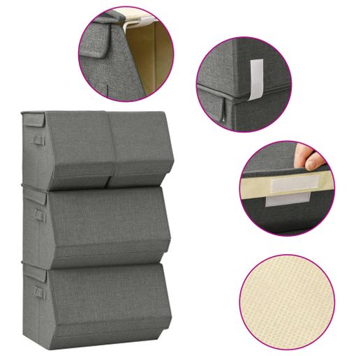 Cajas De Almacenaje 2 Unidades Tela Gris Antracita 43x34x23 Cm Vidaxl con  Ofertas en Carrefour