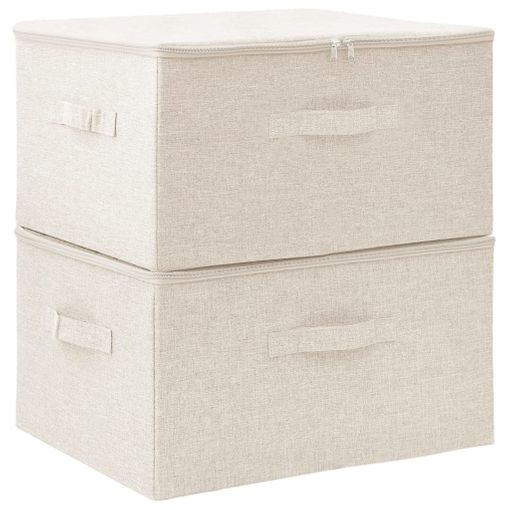Un par de cajas de almacenamiento de ratán tejido blanco con tapa