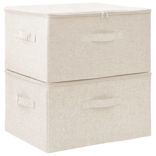 CAJA DE ALMACENAJE DE TELA NO TEJIDA DE 2 CAPAS Y 3 CAJONES (BEIGE) — MUMUSO