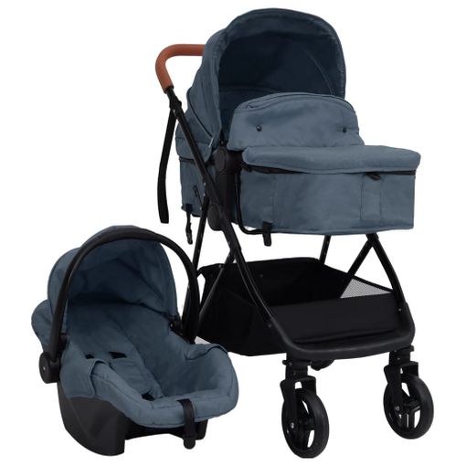 Cochecito De Bebé 3 En 1 Azul Y Negro Aluminio Vidaxl con Ofertas en  Carrefour
