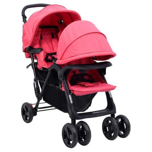 Camerina Carrito para Gemelos de Acero Rojo Carrito gemelar Bebe Silla  gemelar