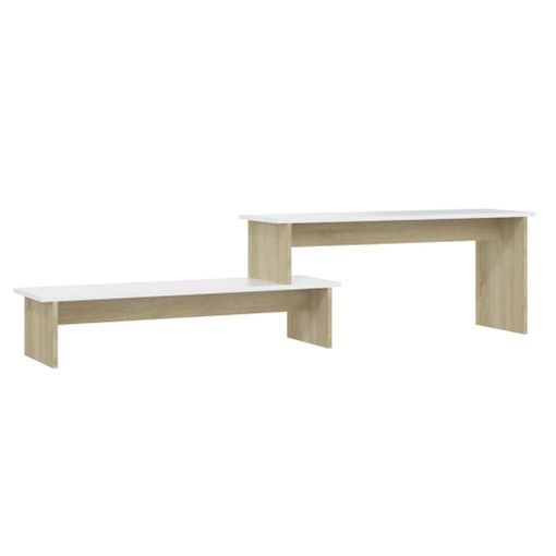 Mueble Para Tv Madera Contrachapada Roble Y Blanco 180x30x43 Cm Vidaxl