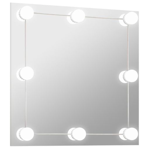 Espejo De Pared Con Luces Led Cuadrado De Vidrio Vidaxl