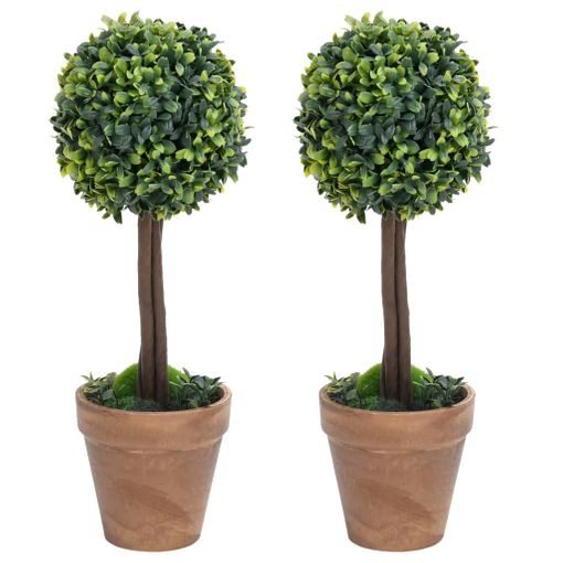 Plantas De Boj Artificial 2 Uds Forma Bola Maceta Verde 41 Cm Vidaxl