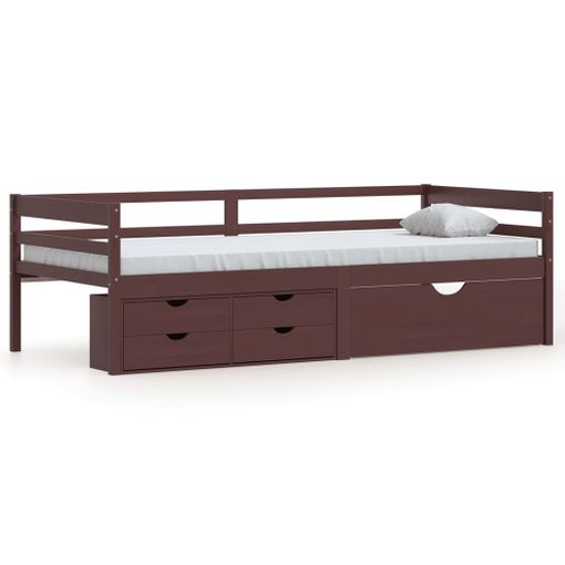 Estructura De Cama Madera Maciza Pino Gris Oscuro 90x200 Cm con Ofertas en  Carrefour