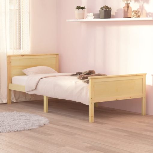 Cama con somier de madera de pino blanca 180 x 200 cm VANNES 