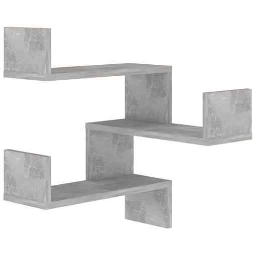 VidaXL Estante cubo pared 2 uds contrachapado gris hormigón 60x15x23cm