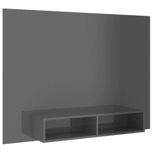 Mueble Tv De Pared Contrachapado Gris Brillante 135x23,5x90 Cm Vidaxl