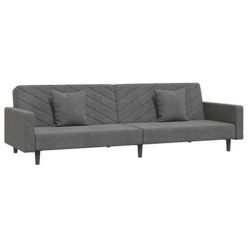 Sofá Cama De 2 Plazas Con Dos Almohadas Terciopelo Gris Oscuro Vidaxl
