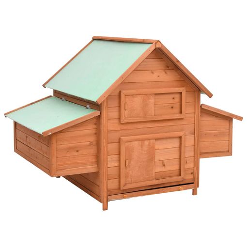 Gallinero Con Caja Nido De Madera De Pino 196x76x97cm-pawhut. Gris